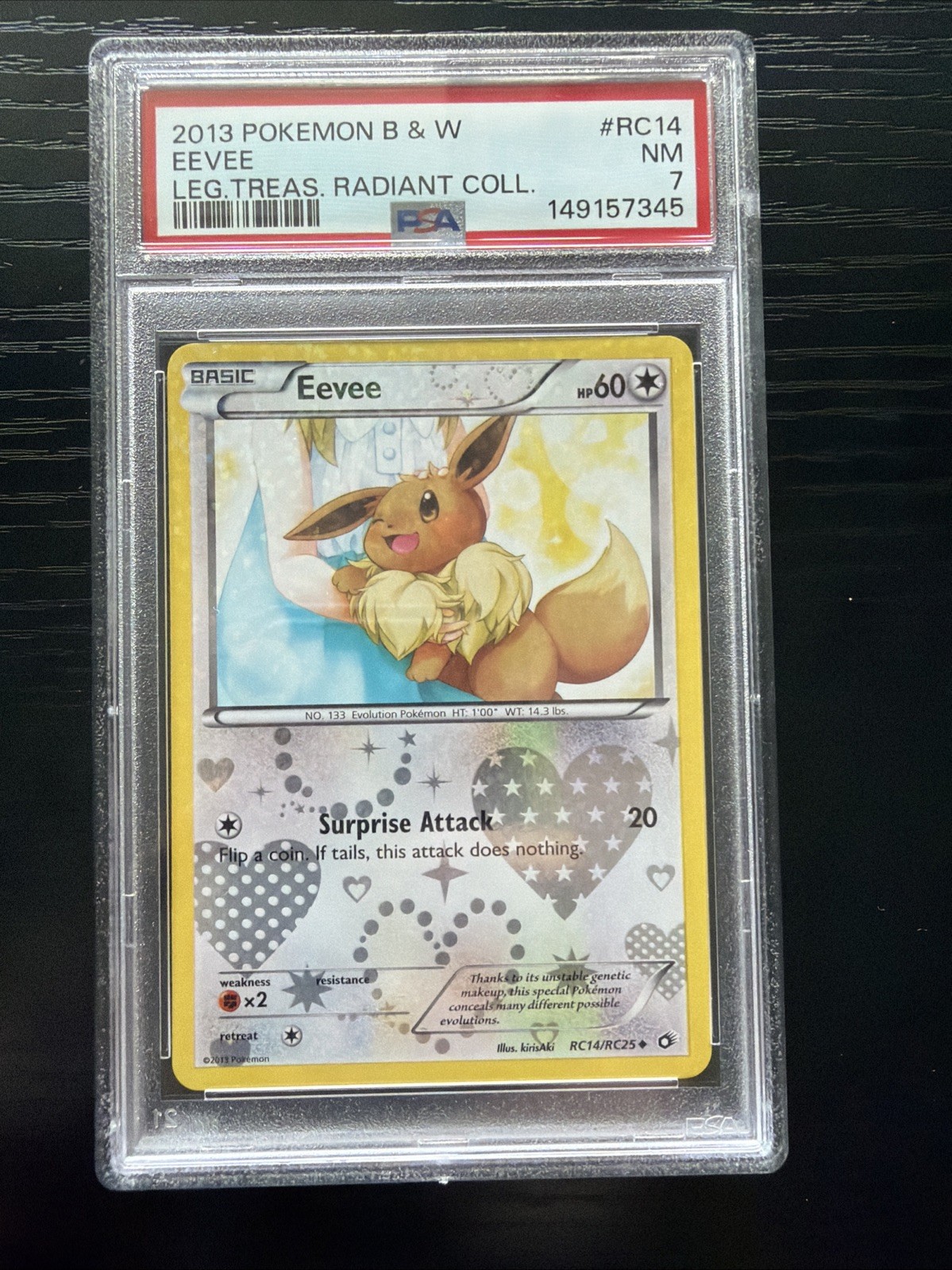 2013 Pokemon Black & White Legendary Treasures Radiant Collection Eevee RC14
