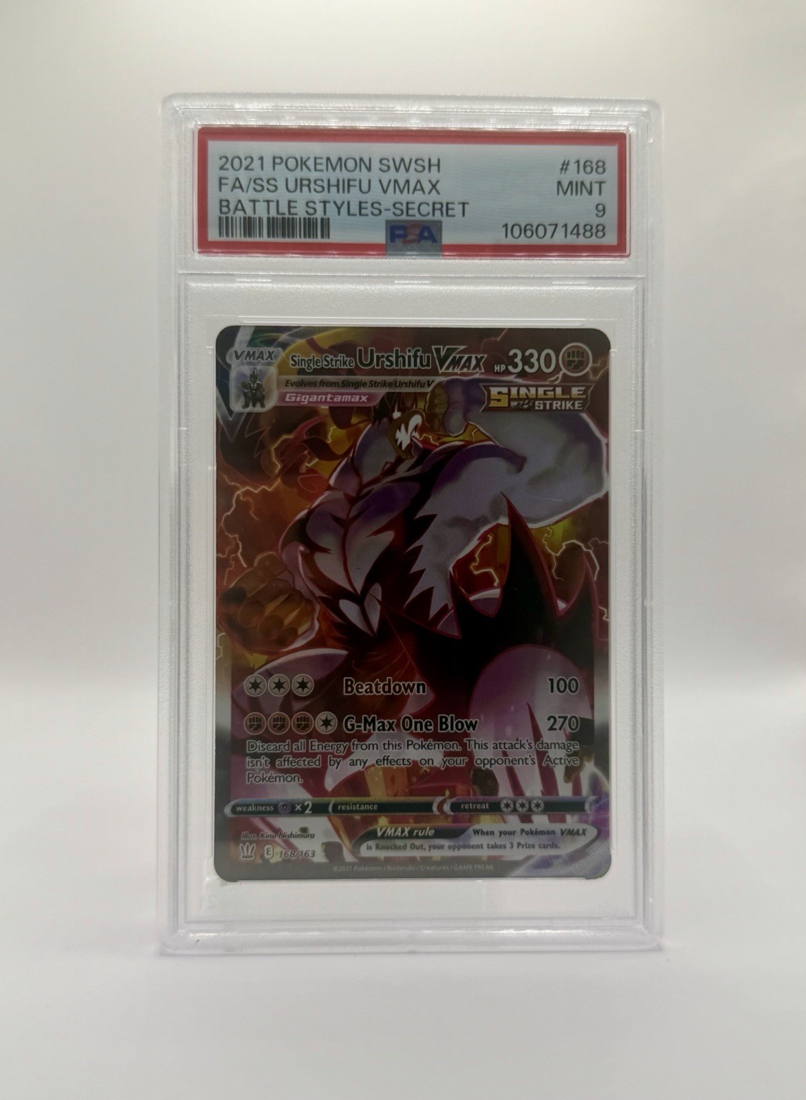 2021 Pokemon Sword & Shield Battle Styles Full Art/Single Strike Urshifu Vmax Secret 168