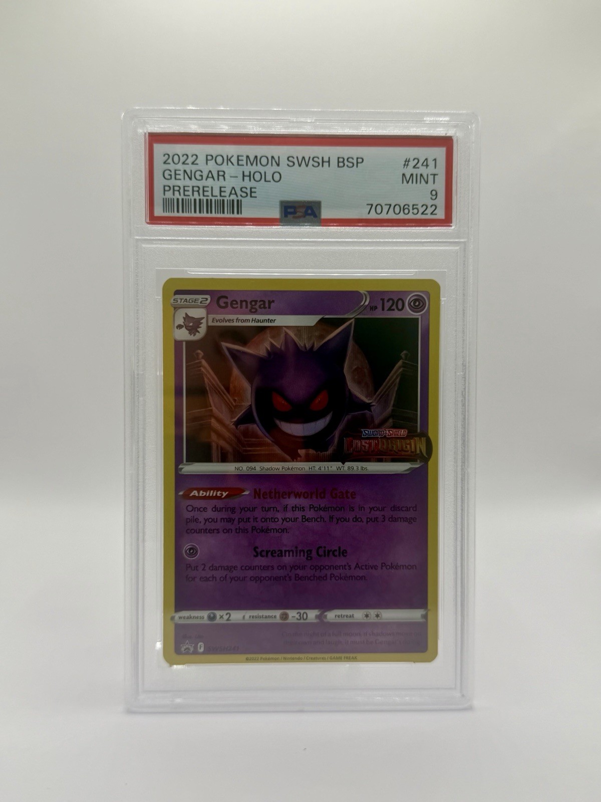 2022 Pokemon Swsh Black Star Promo Gengar-Holo Prerelease 241
