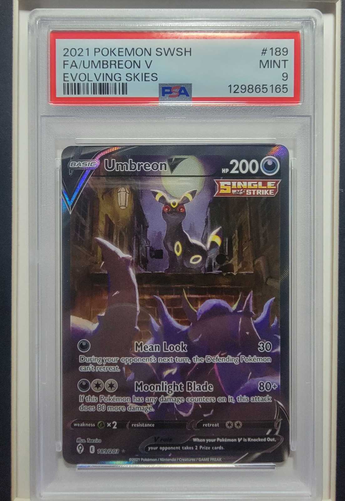 2021 Pokemon Sword & Shield Evolving Skies Full Art/Umbreon V 189