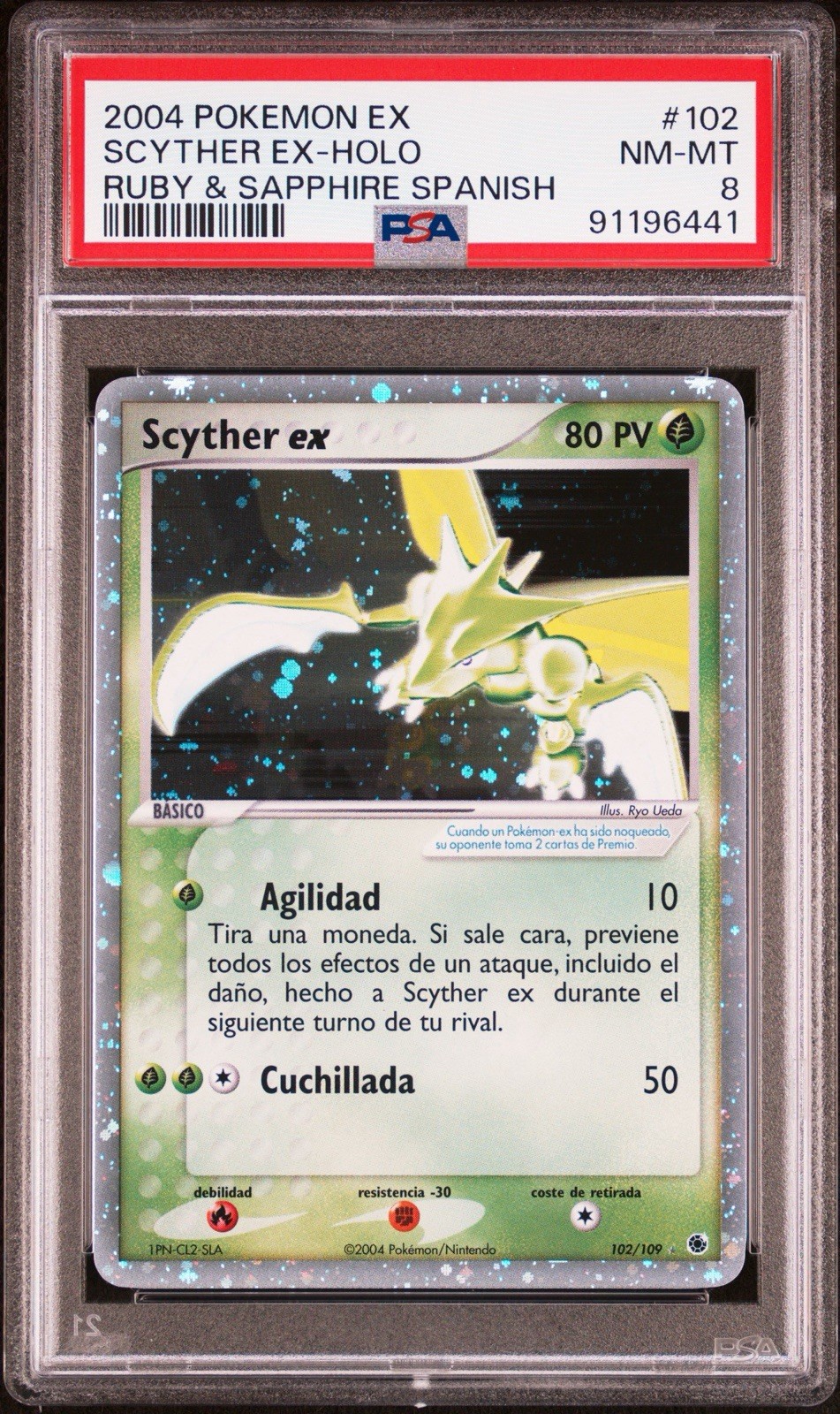 2004 Pokemon Spanish EX Ruby & Sapphire Scyther EX-Holo 102