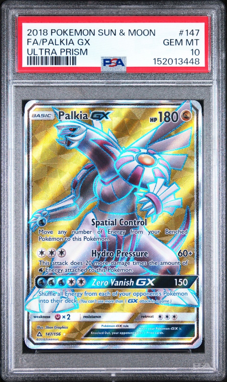 2018 Pokemon Sun & Moon Ultra Prism Full Art/Palkia GX 147