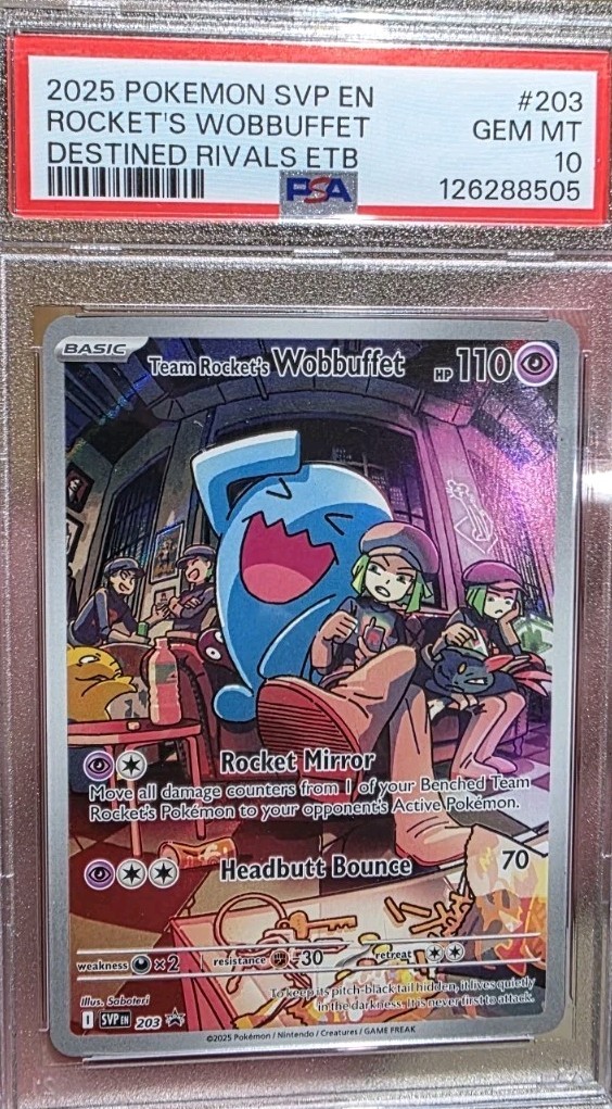 2025 Pokemon Svp EN-SV Black Star Promo Team Rocket's Wobbuffet Destined Rivals Elite Trainer Box 203