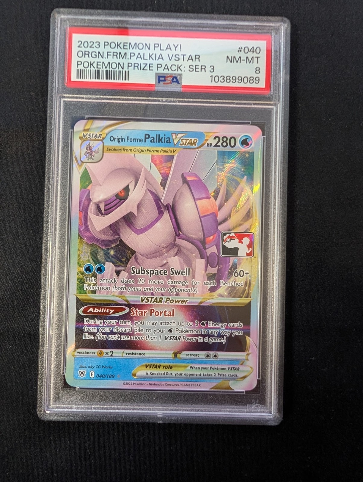 2023 Pokemon Play! Pokemon Prize Pack: Series 3 Origin Forme Palkia Vstar 040