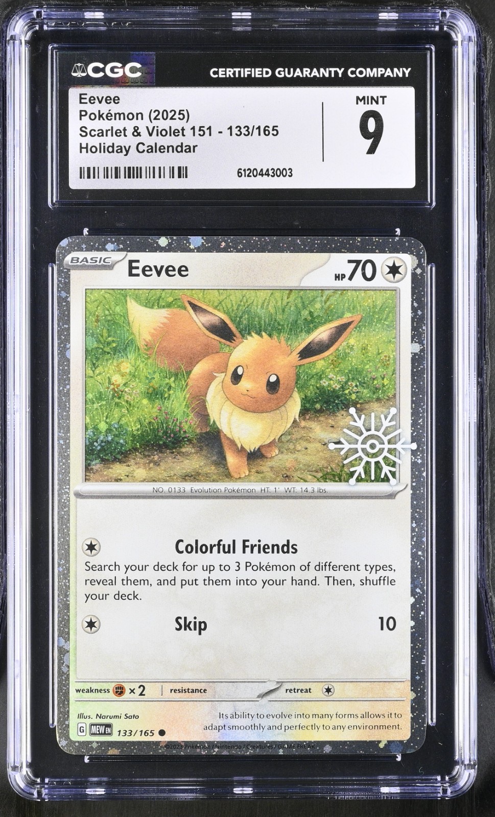 2025 Scarlet & Violet 151 - MEW EN - English Eevee Holiday Calendar (Snowflake Stamp) (Cosmos Holo) 133/165