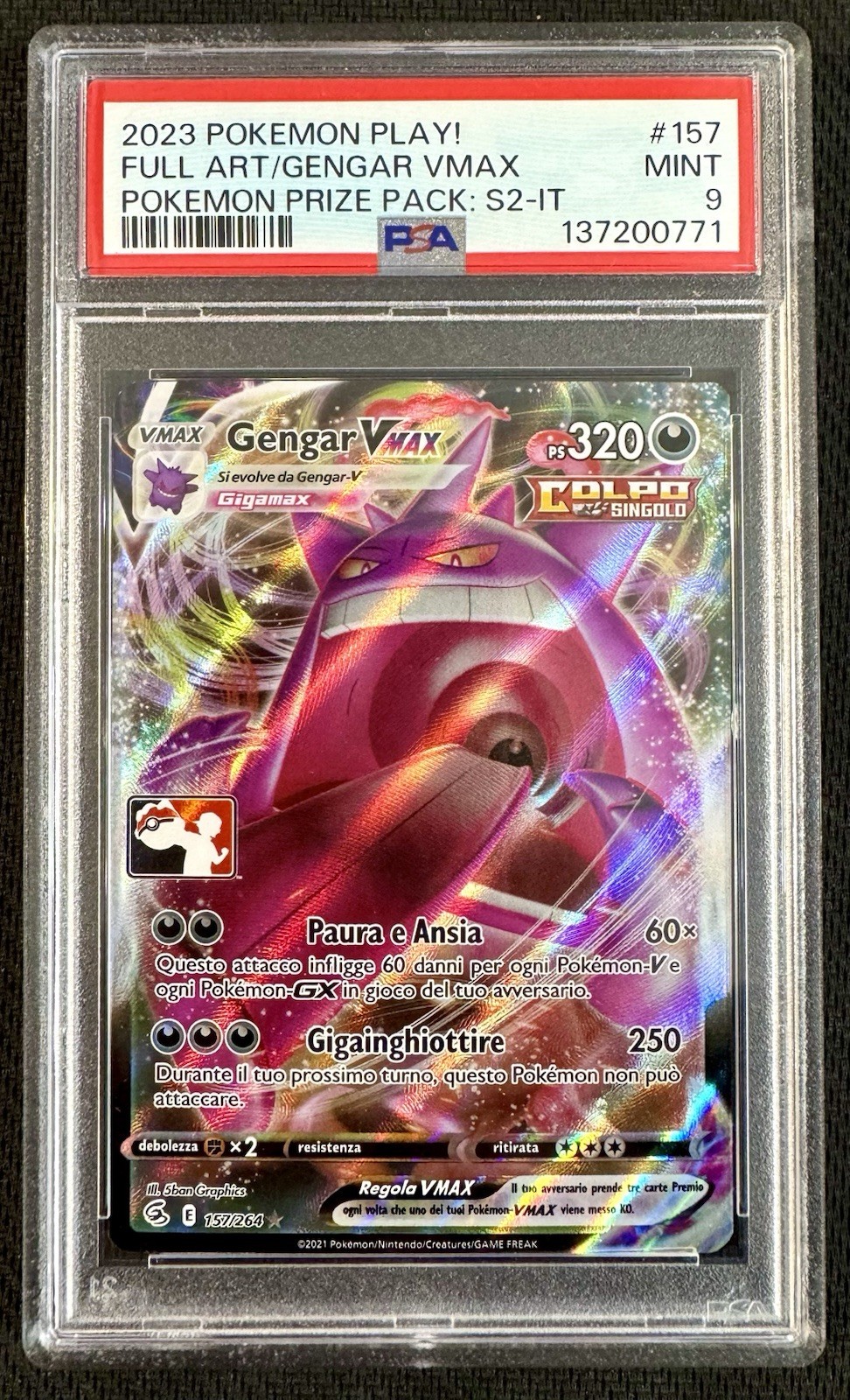 2023 Pokemon Play! Pokemon Prize Pack: Series 2 Full Art/Gengar Vmax Italian 157