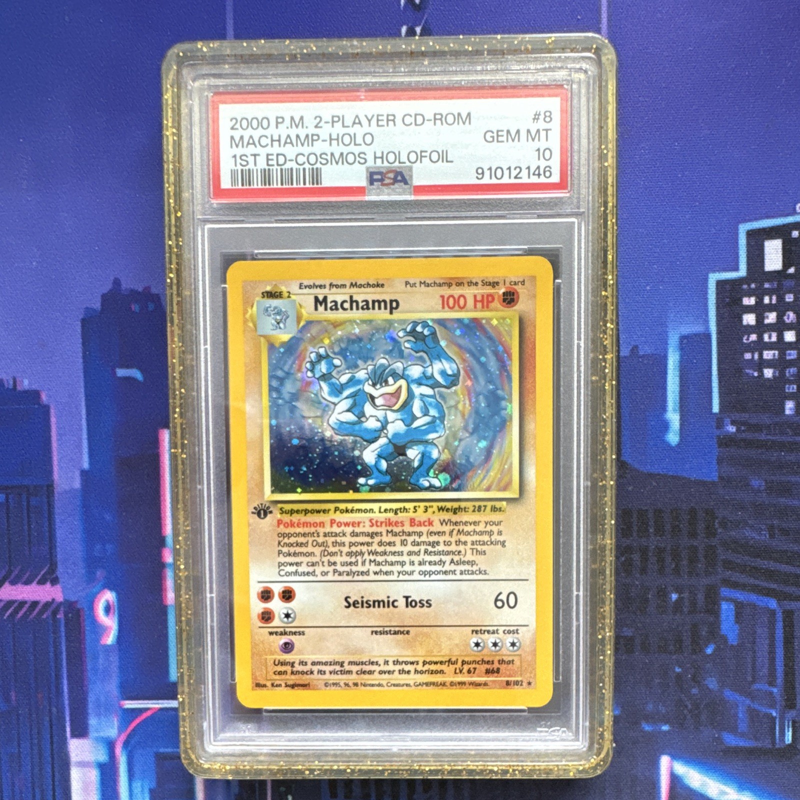 2000 Pokemon 2-Player CD-Rom Starter Set Machamp-Holo 1st Edition Cosmos Holofoil 8