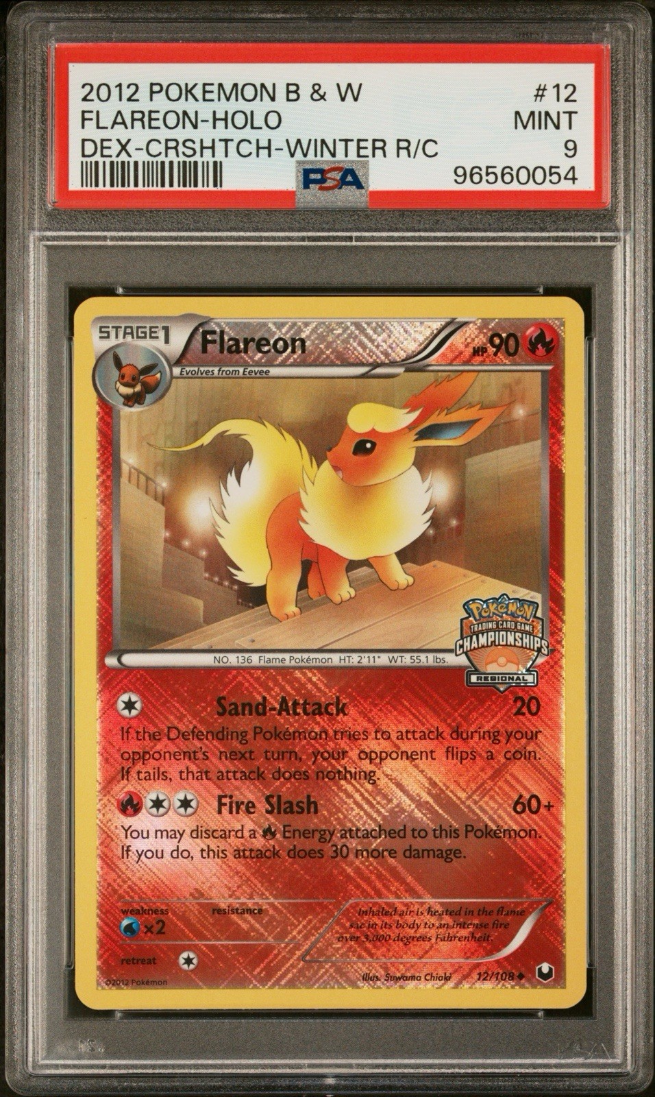 2012 Pokemon Black & White Dark Explorers Flareon-Holo Crosshatch-2012 Winter Regional Championships 12