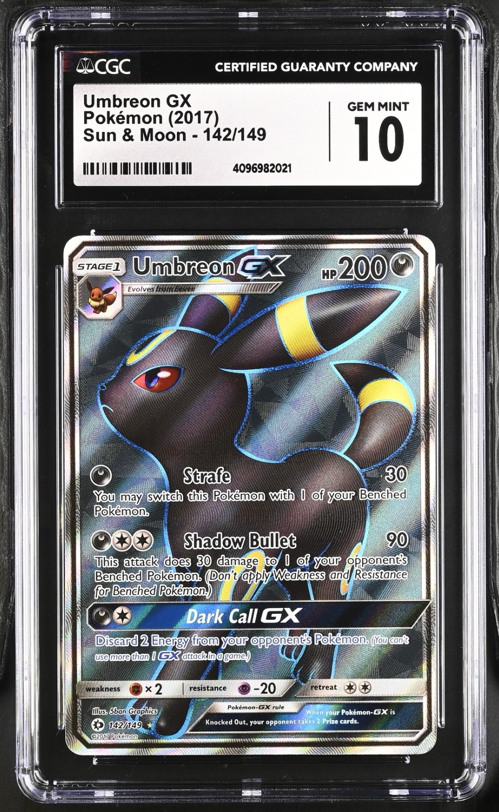 2017 Sun & Moon - English Umbreon GX Ultra Rare Ultra Rare Holo 142/149