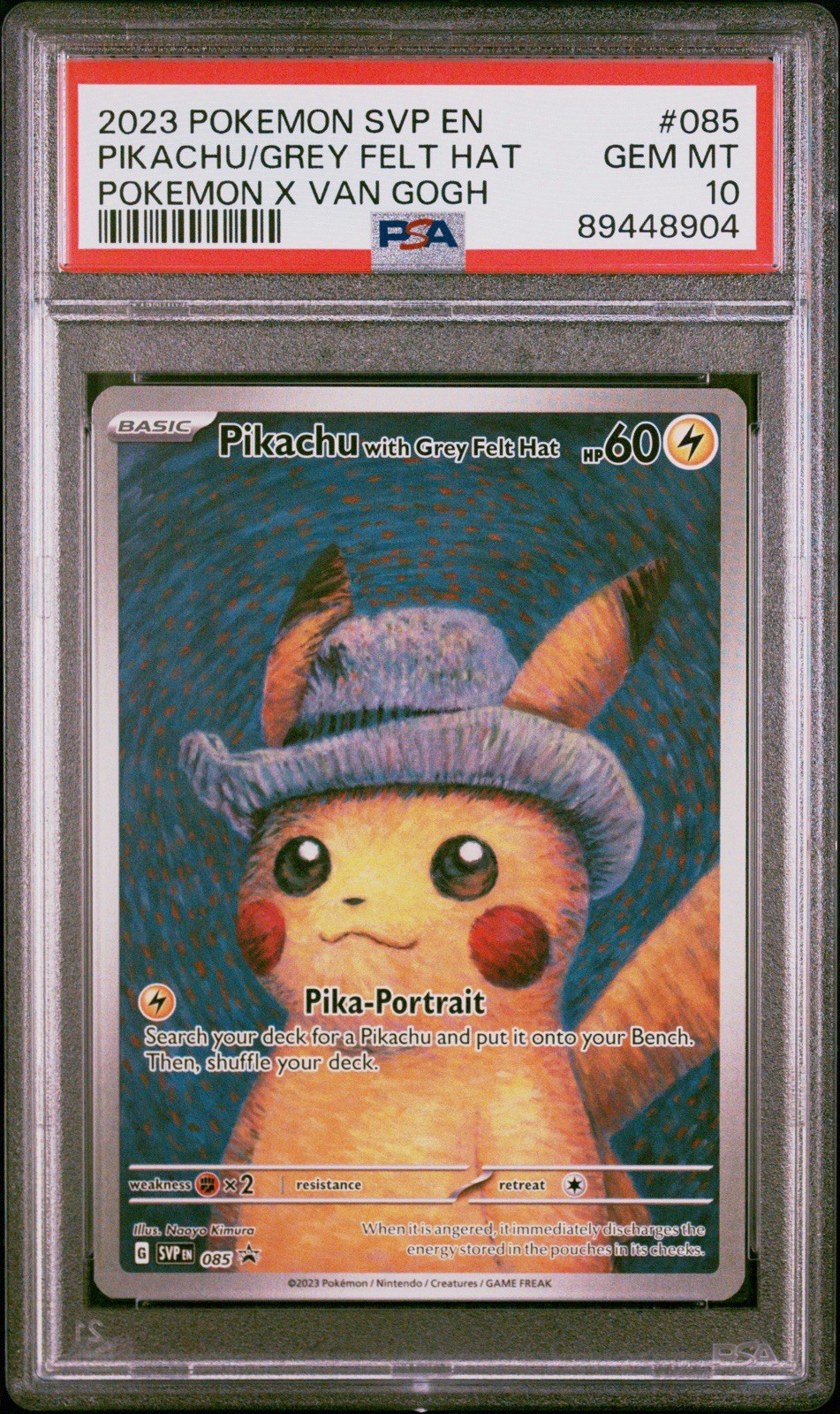 2023 Pokemon Svp EN-SV Black Star Promo Pikachu With Grey Felt Hat Pokemon X Van Gogh 085