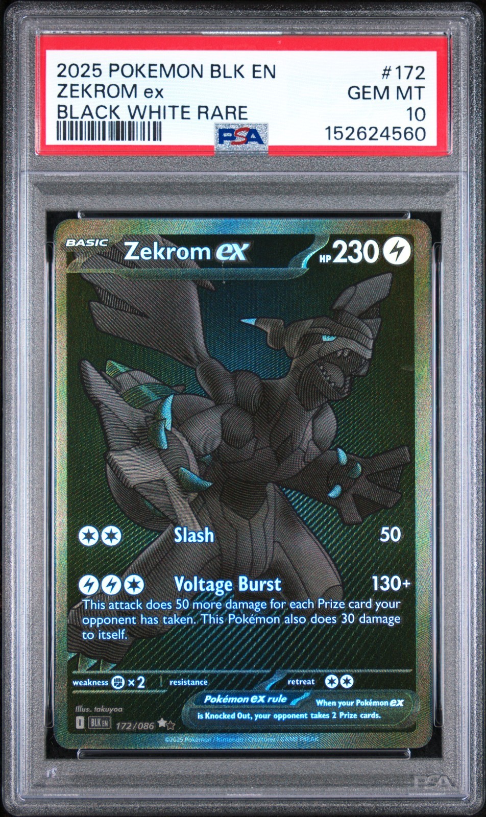 2025 Pokemon Blk EN-Black Bolt Zekrom EX Black White Rare 172