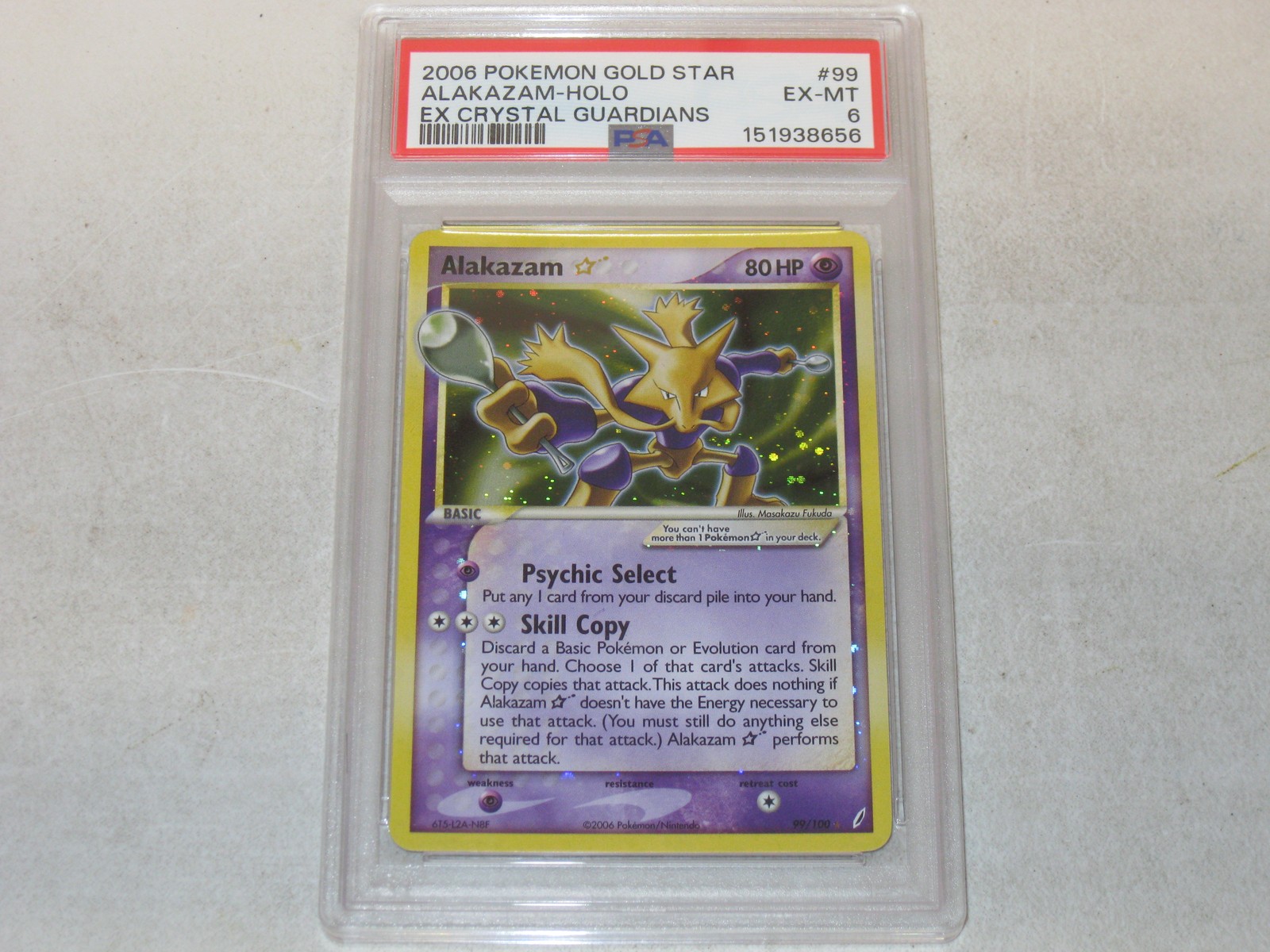 2006 Pokemon EX Crystal Guardians Alakazam-Holo Gold Star 99