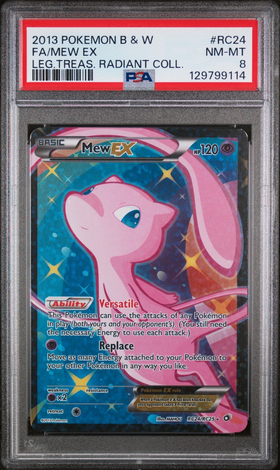 2013 Pokemon Black & White Legendary Treasures Radiant Collection Full Art/Mew EX RC24