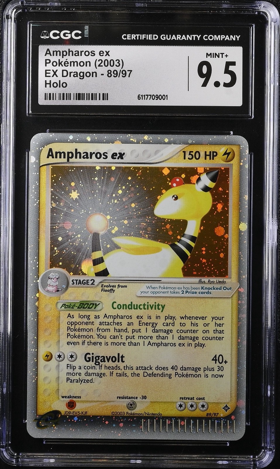 2003 EX Dragon (2003 Copyright, w/ "e" Symbol) - English Ampharos ex Ultra Rare Holo 89/97