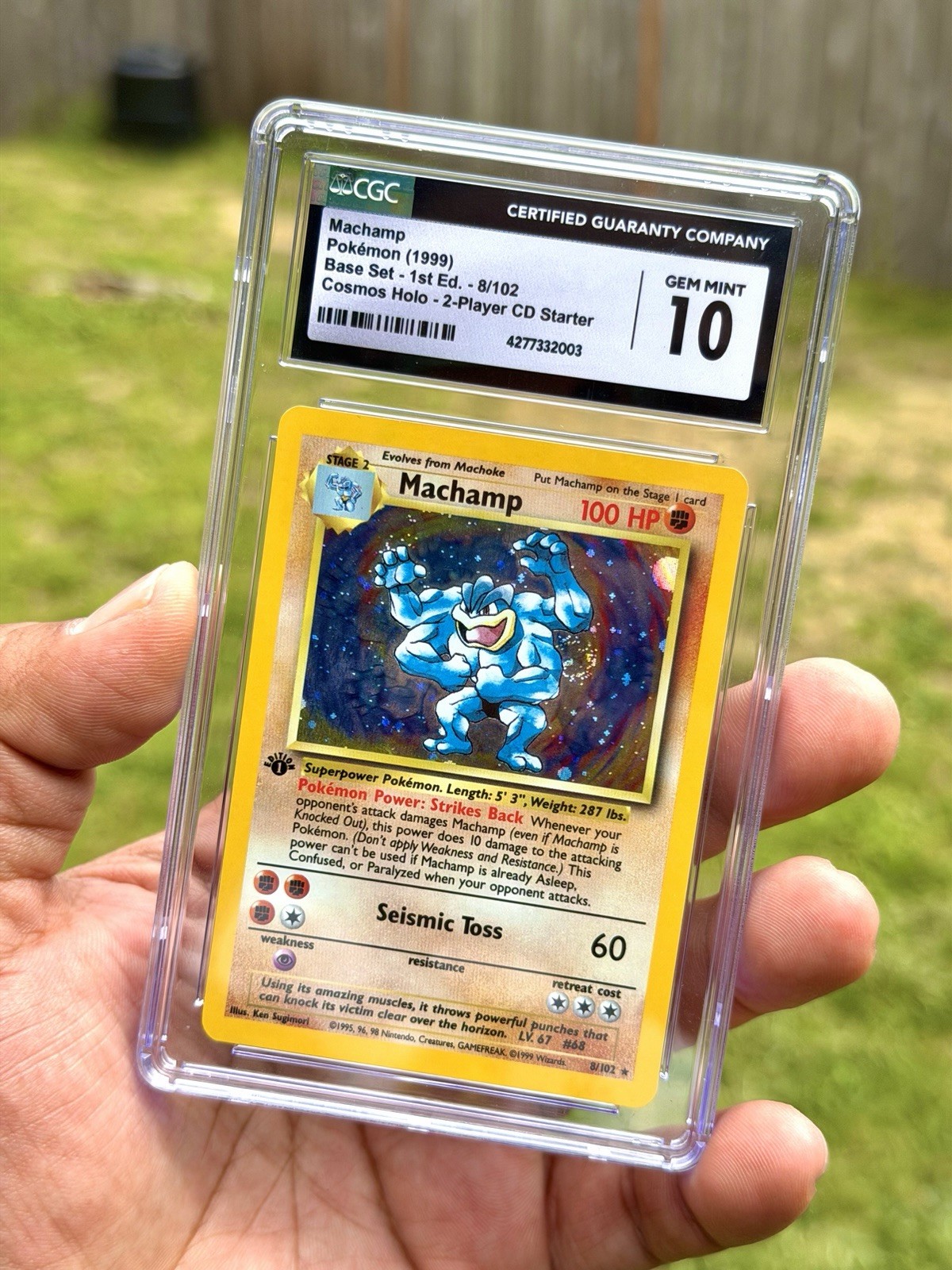 1999 Base Set - 1st Edition - English Machamp Rare 2-Player CD Starter Cosmos Holo 8/102