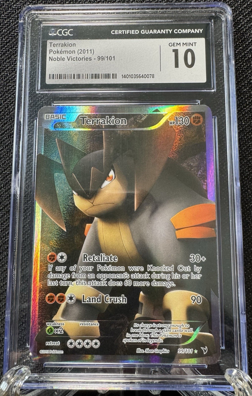 2011 Noble Victories - English Terrakion Ultra Rare Ultra Rare Holo 99/101