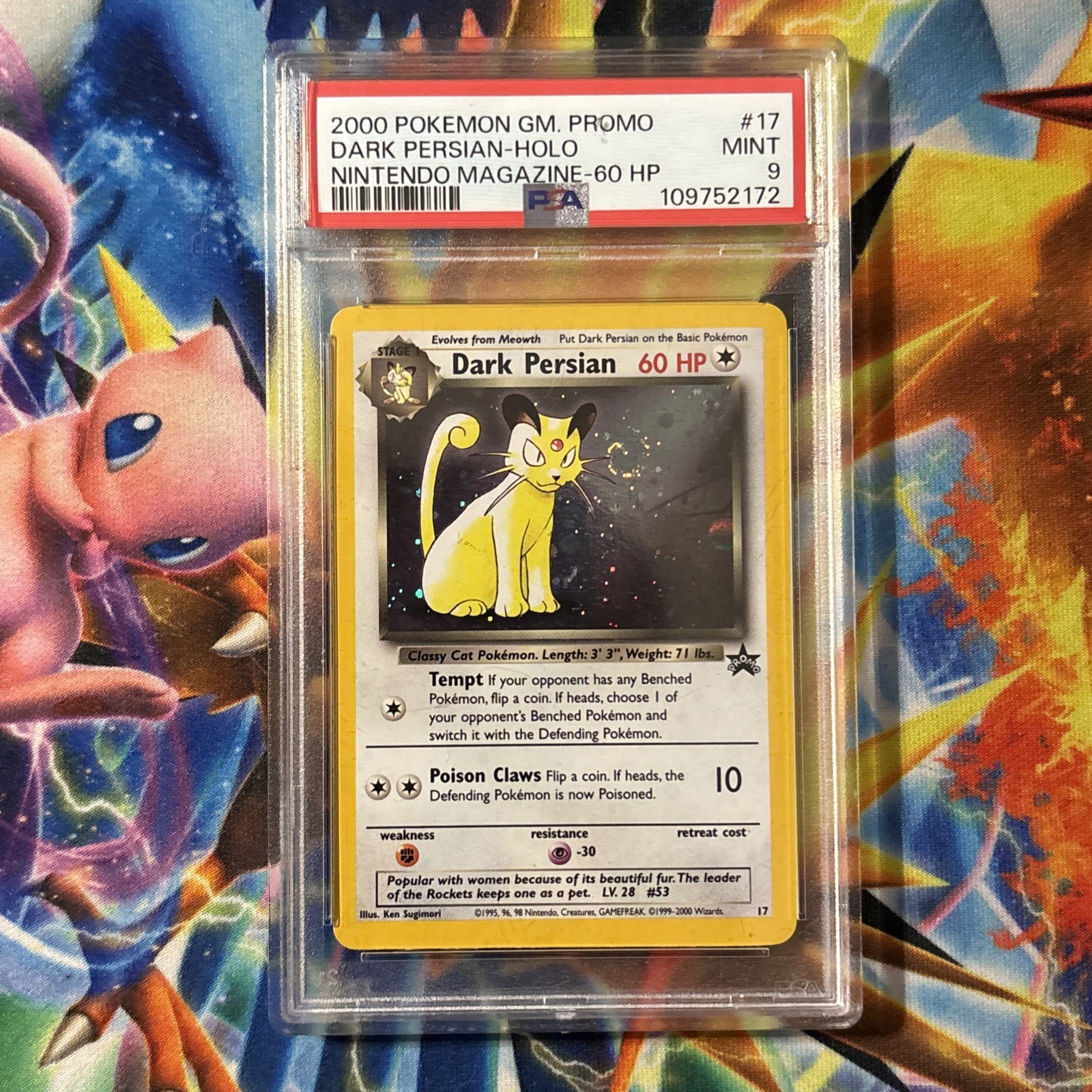 2000 Pokemon Game Promo Dark Persian-Holo Nintendo Magazine-60 HP 17