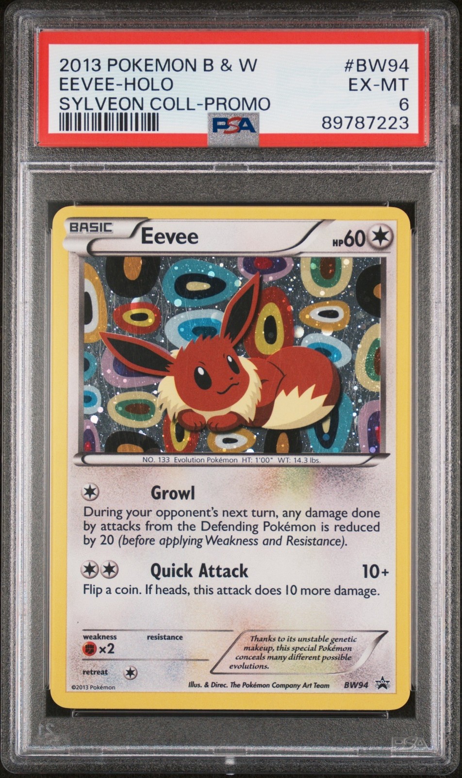 2013 Pokemon Black & White Promo Eevee-Holo Sylveon Collection BW94