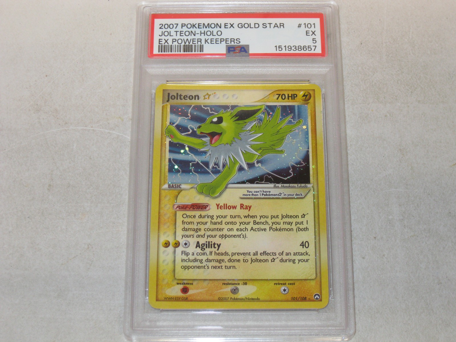 2007 Pokemon EX Power Keepers Jolteon-Holo Gold Star 101