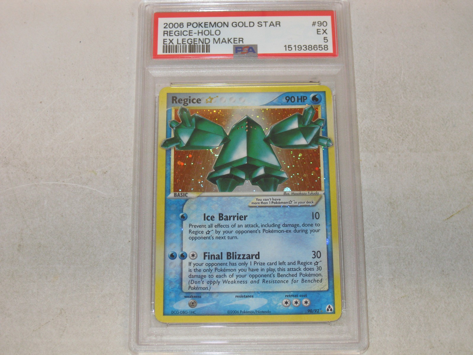 2006 Pokemon EX Legend Maker Regice-Holo Gold Star 90