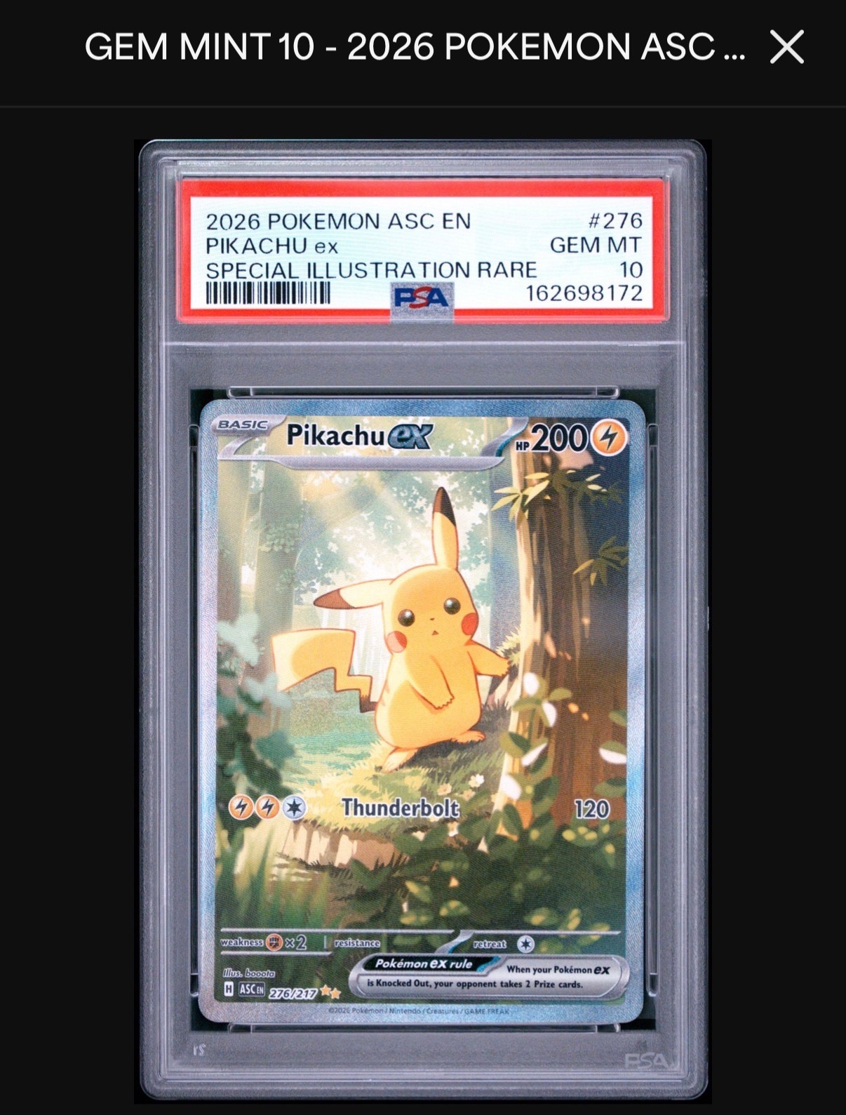 2026 Pokemon Asc EN-Ascended Heroes Pikachu EX Special Illustration Rare 276