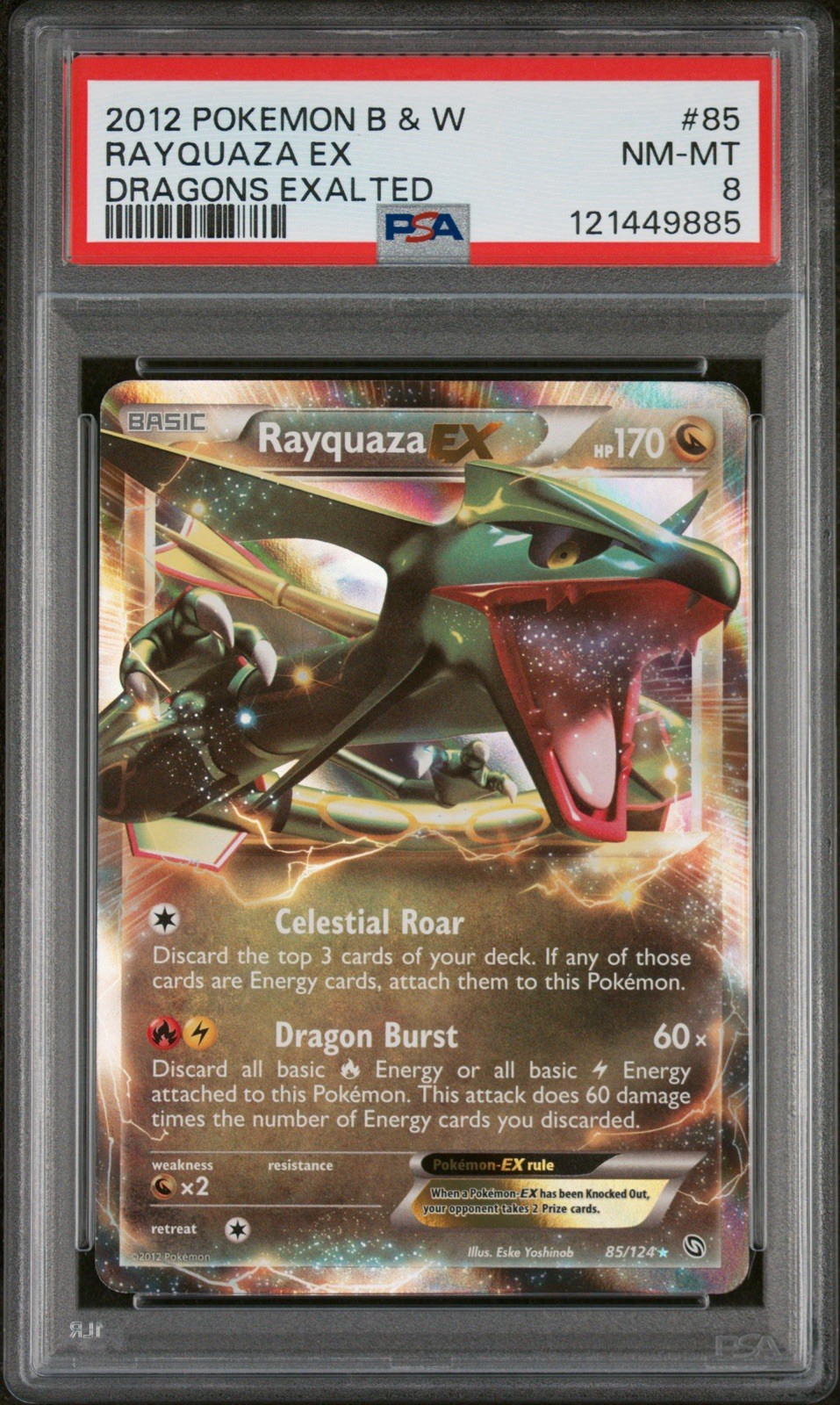 2012 Pokemon Black & White Dragons Exalted Rayquaza EX 85