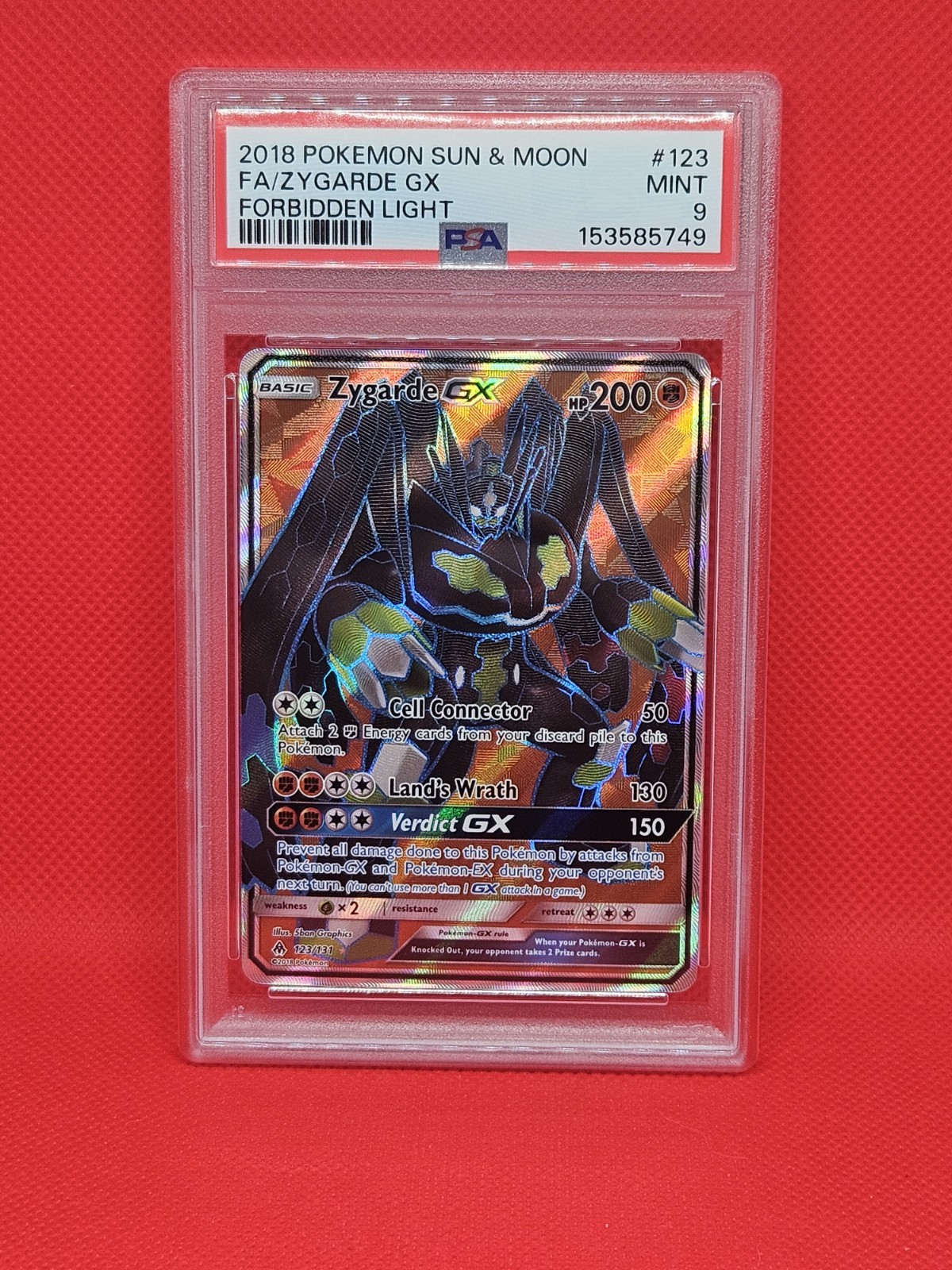 2018 Pokemon Sun & Moon Forbidden Light Full Art/Zygarde GX 123