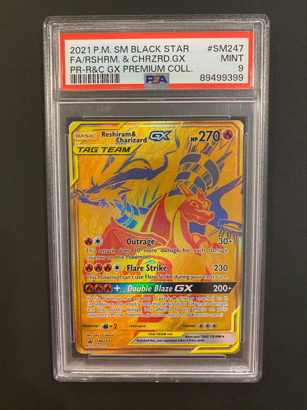 2021 Pokemon SM Black Star Promo Full Art/Reshiram & Charizard GX Reshiram & Charizard GX Premium Collection SM247