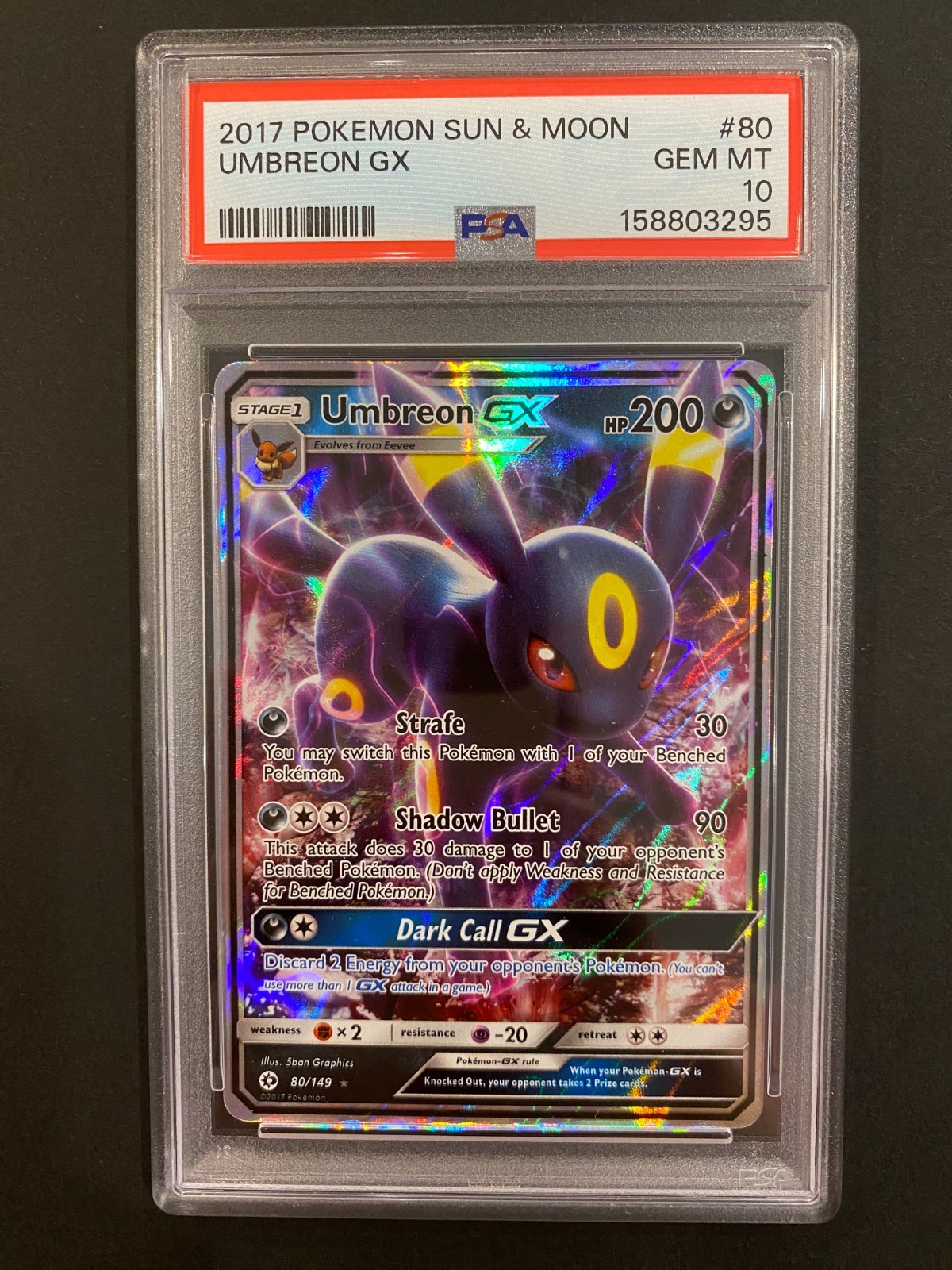 2017 Pokemon Sun & Moon Umbreon GX 80