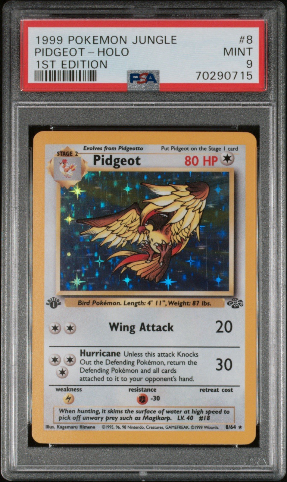 1999 Pokemon Jungle Pidgeot-Holo 1st Edition 8