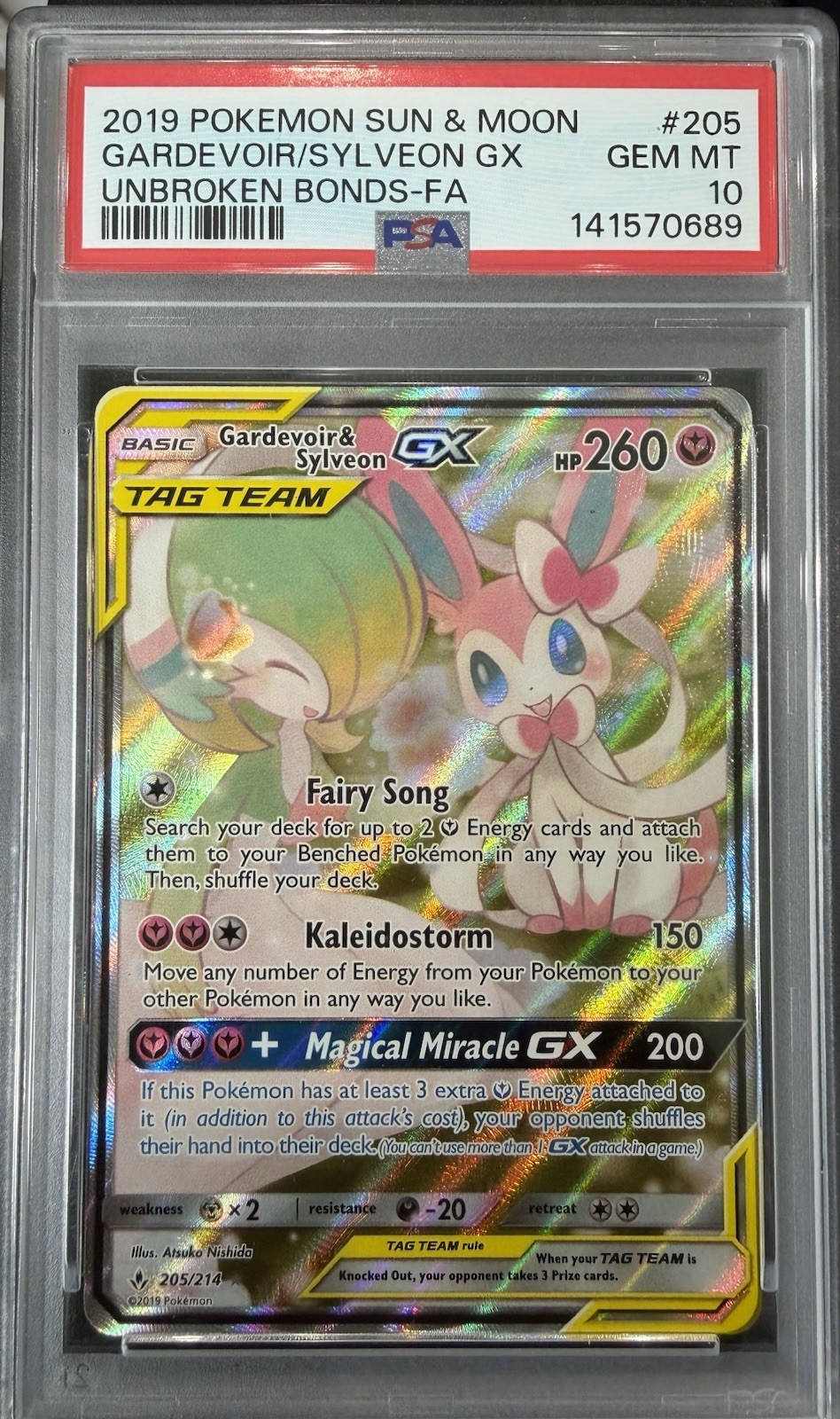 2019 Pokemon Sun & Moon Unbroken Bonds Full Art/Gardevoir & Sylveon GX 205