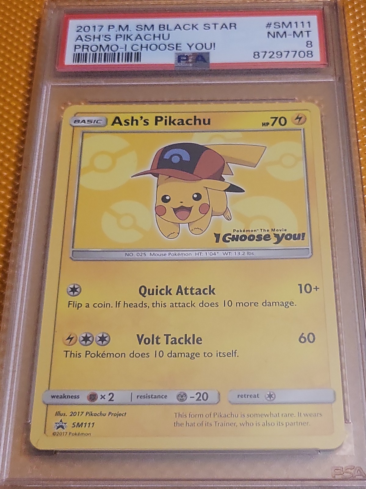 2017 Pokemon SM Black Star Promo Ash's Pikachu I Choose You! SM111