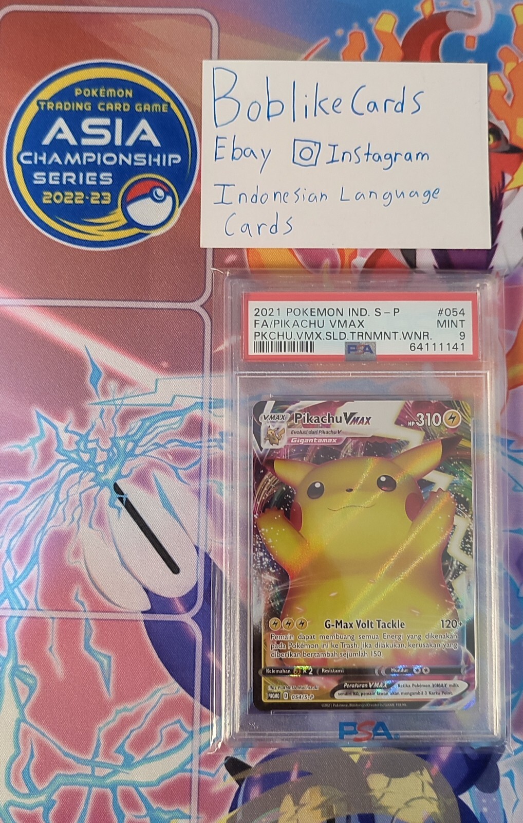 2021 Pokemon Indonesian S Promo Full Art/Pikachu Vmax Pikachu Vmax Sealed Tournament Winner Prize 054