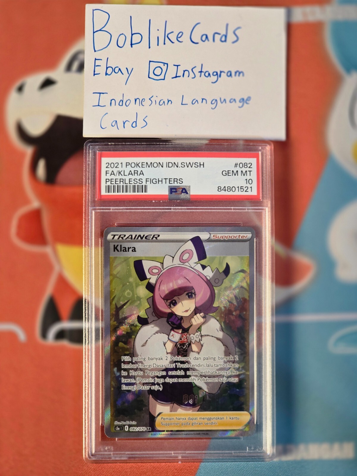 2021 Pokemon Indonesian Sword & Shield Peerless Fighters Full Art/Klara 082