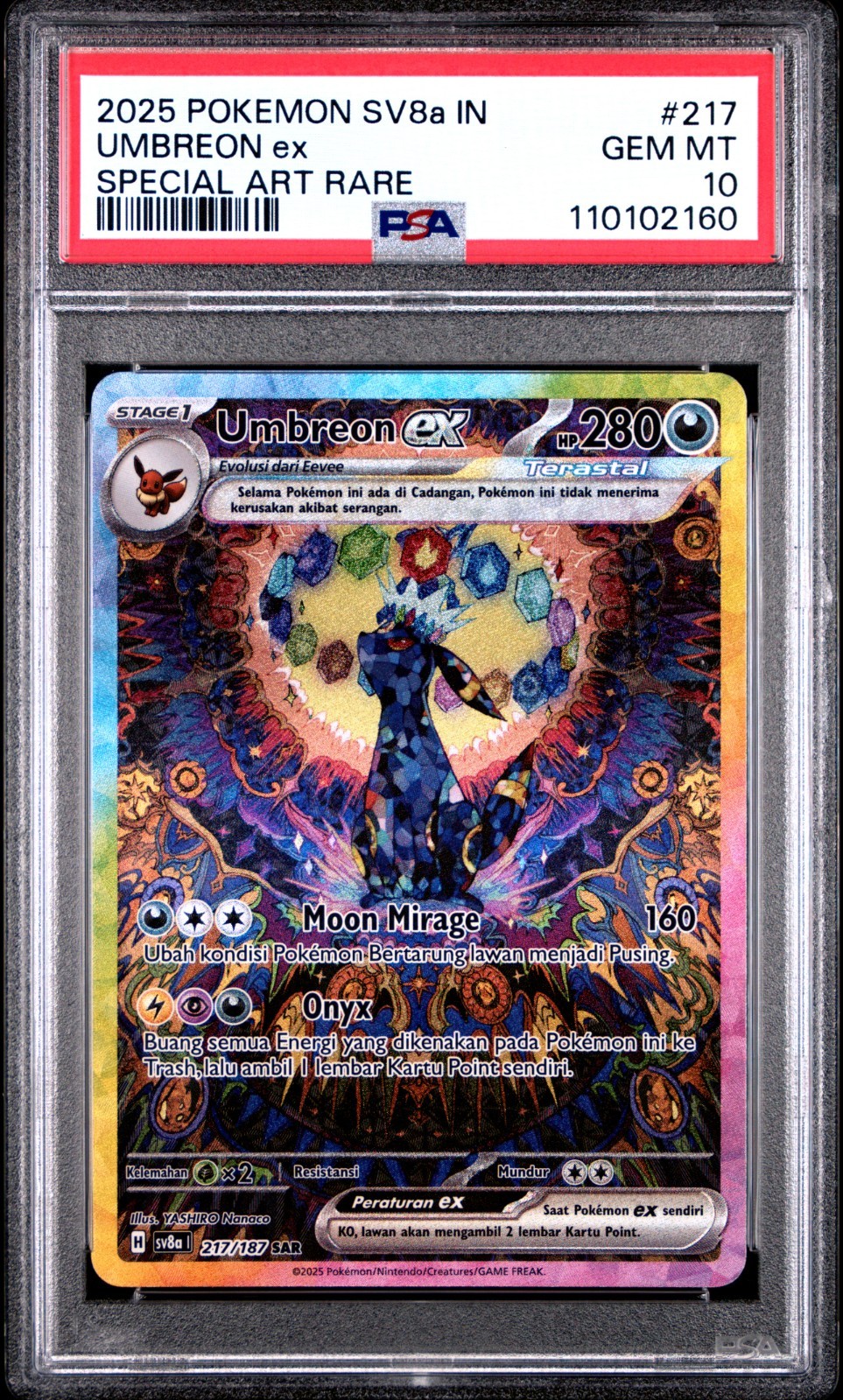 2025 Pokemon Indonesian Sv8a I-Terastal Fest EX Umbreon EX Special Art Rare 217