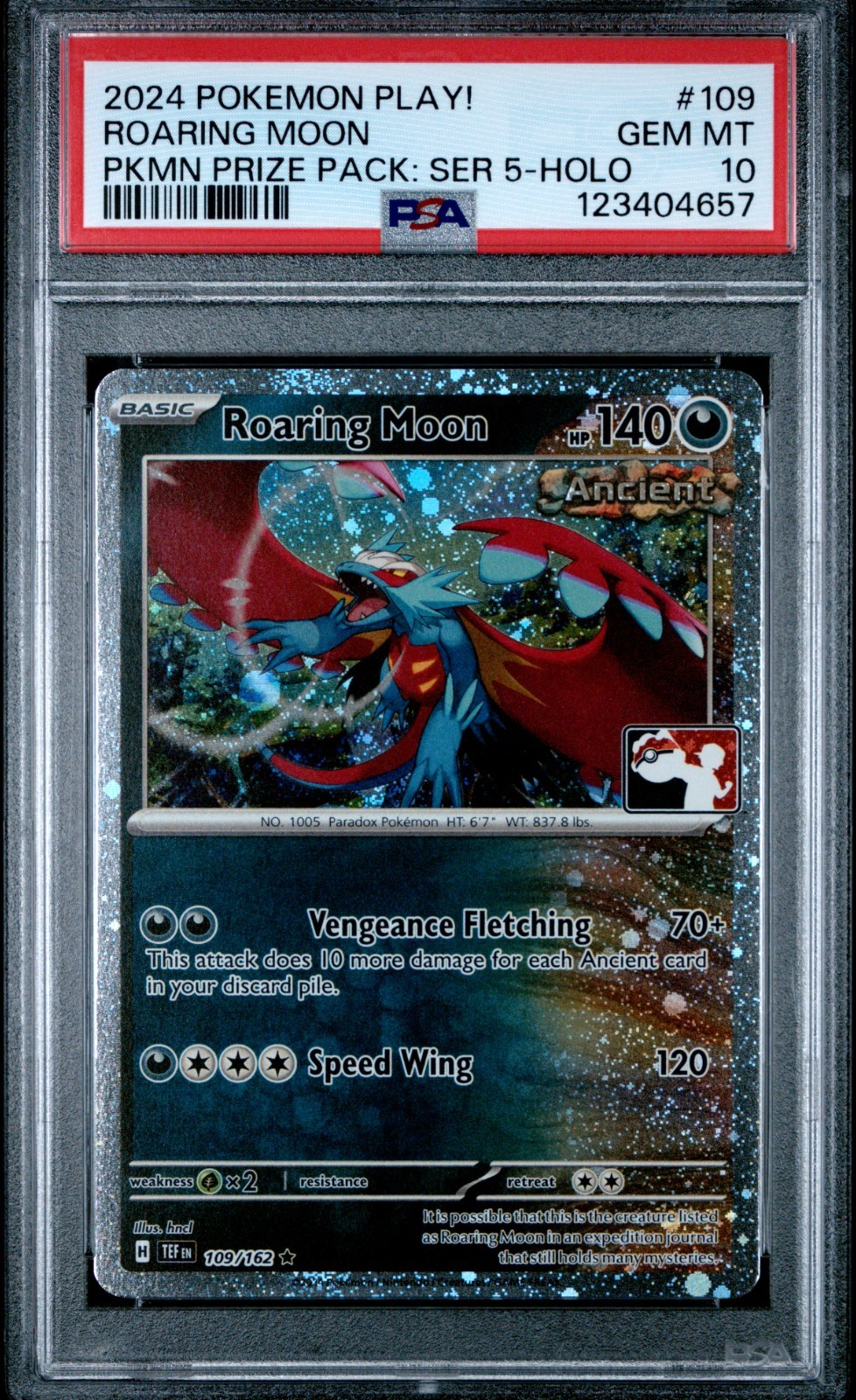 2024 Pokemon Play! Pokemon Prize Pack: Series 5 Roaring Moon Holo 109