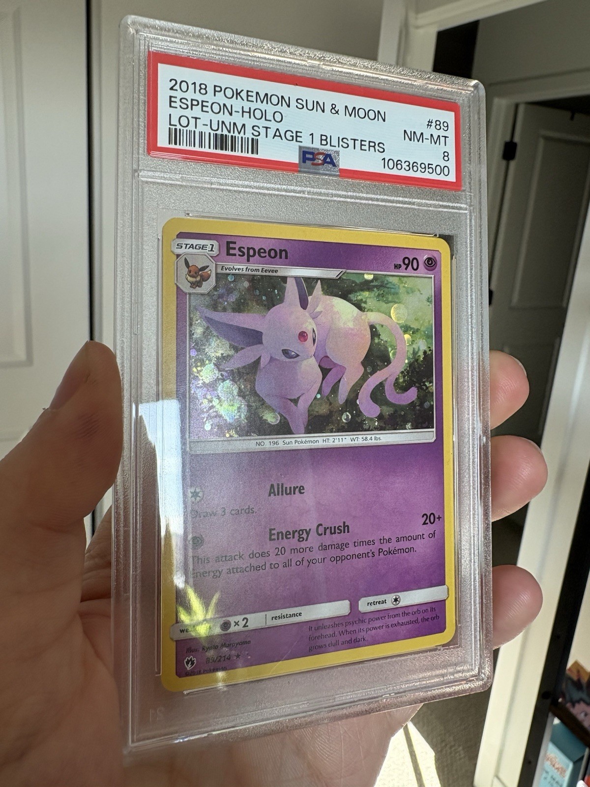 2018 Pokemon Sun & Moon Lost Thunder Espeon-Holo Unified Minds Stage 1 Blisters 89