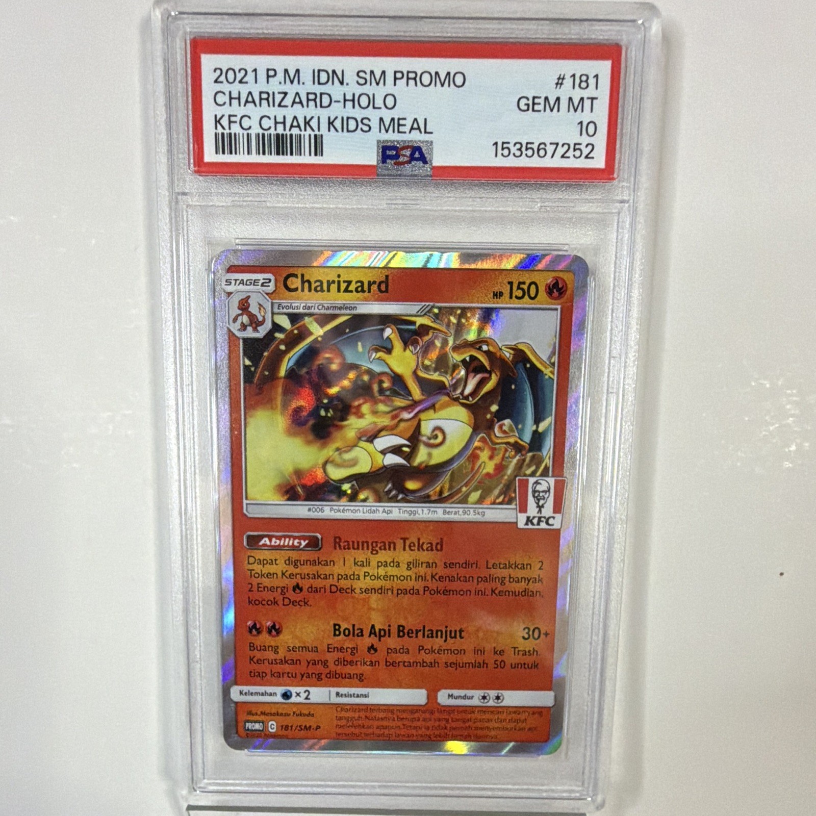 2021 Pokemon Indonesian SM Promo Charizard-Holo Kfc Chaki Kids Meal 181