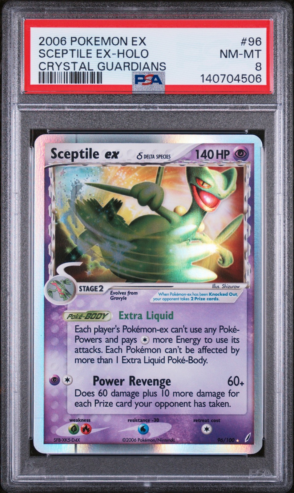2006 Pokemon EX Crystal Guardians Sceptile EX-Holo 96