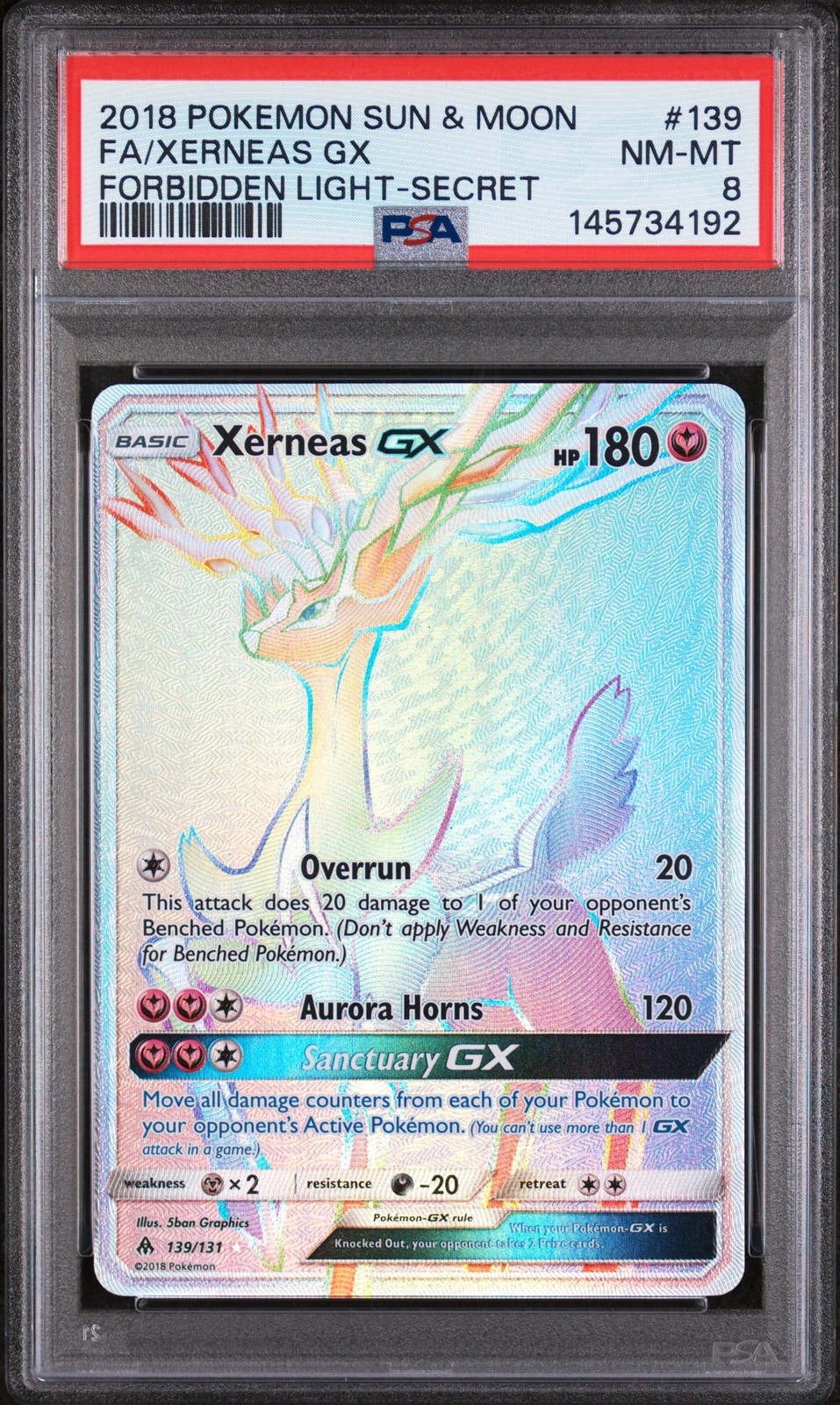 2018 Pokemon Sun & Moon Forbidden Light Full Art/Xerneas GX Secret 139