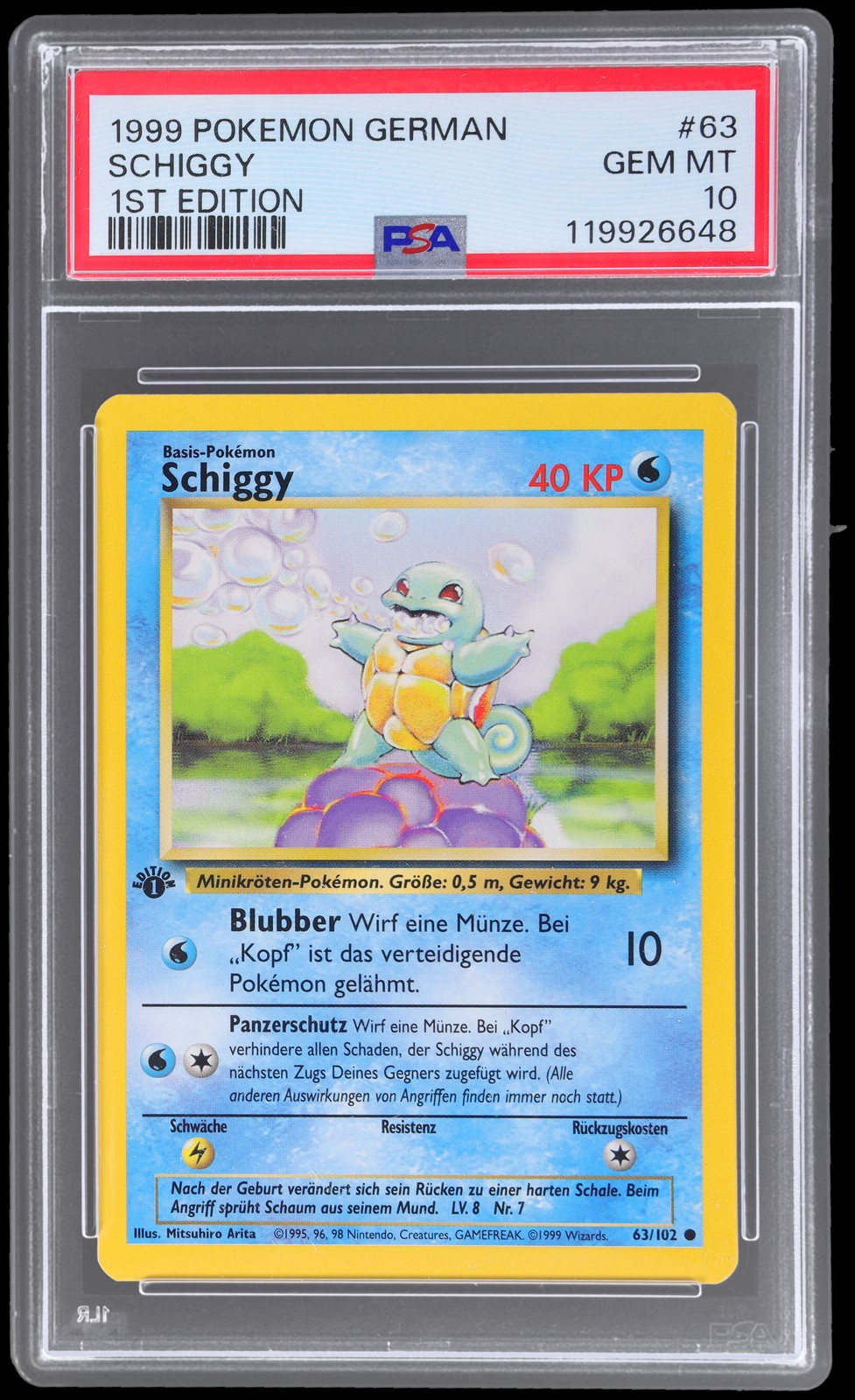 1999 Pokemon German Schiggy 1st Edition 63