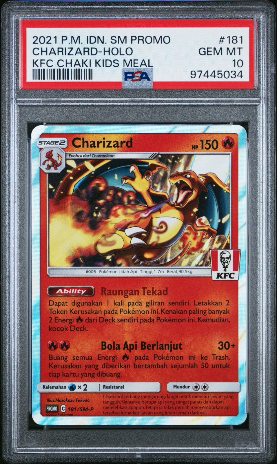 2021 Pokemon Indonesian SM Promo Charizard-Holo Kfc Chaki Kids Meal 181