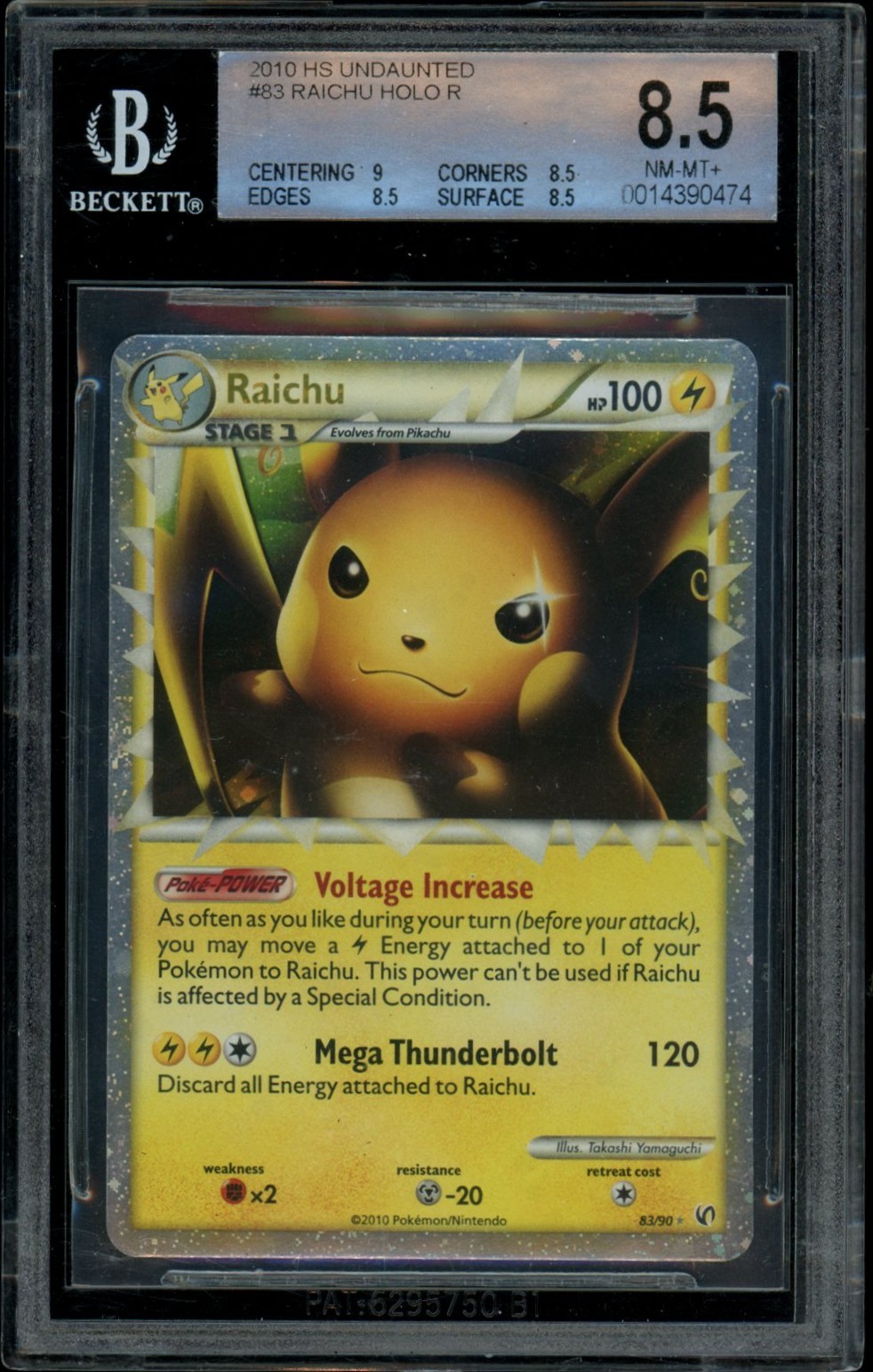 2010 Pokemon TCG HeartGold & SoulSilver Undaunted Raichu PRIME UR 83