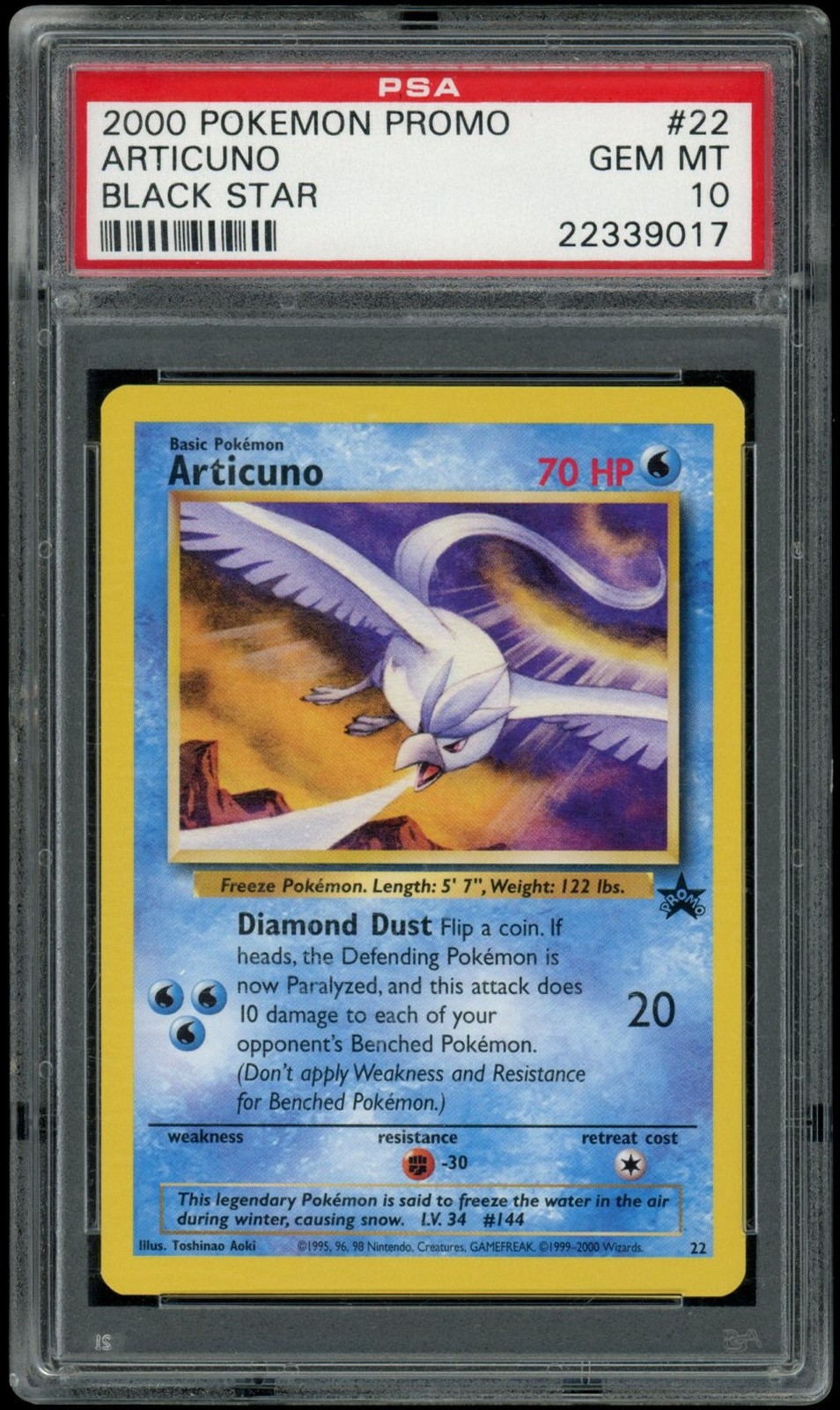 2000 Pokemon Promo Black Star Articuno Toshinao Aoki Error 22
