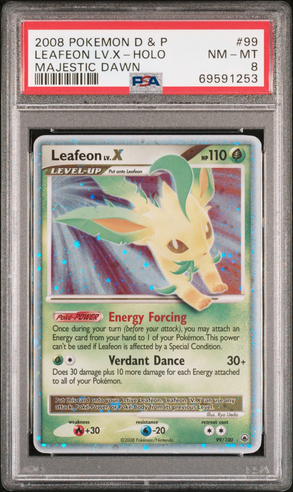 2008 Pokemon Diamond & Pearl Majestic Dawn Leafeon LV.X-Holo 99