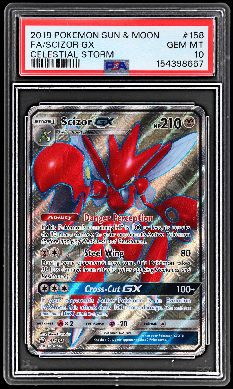 2018 Pokemon Sun & Moon Celestial Storm Full Art/Scizor GX 158