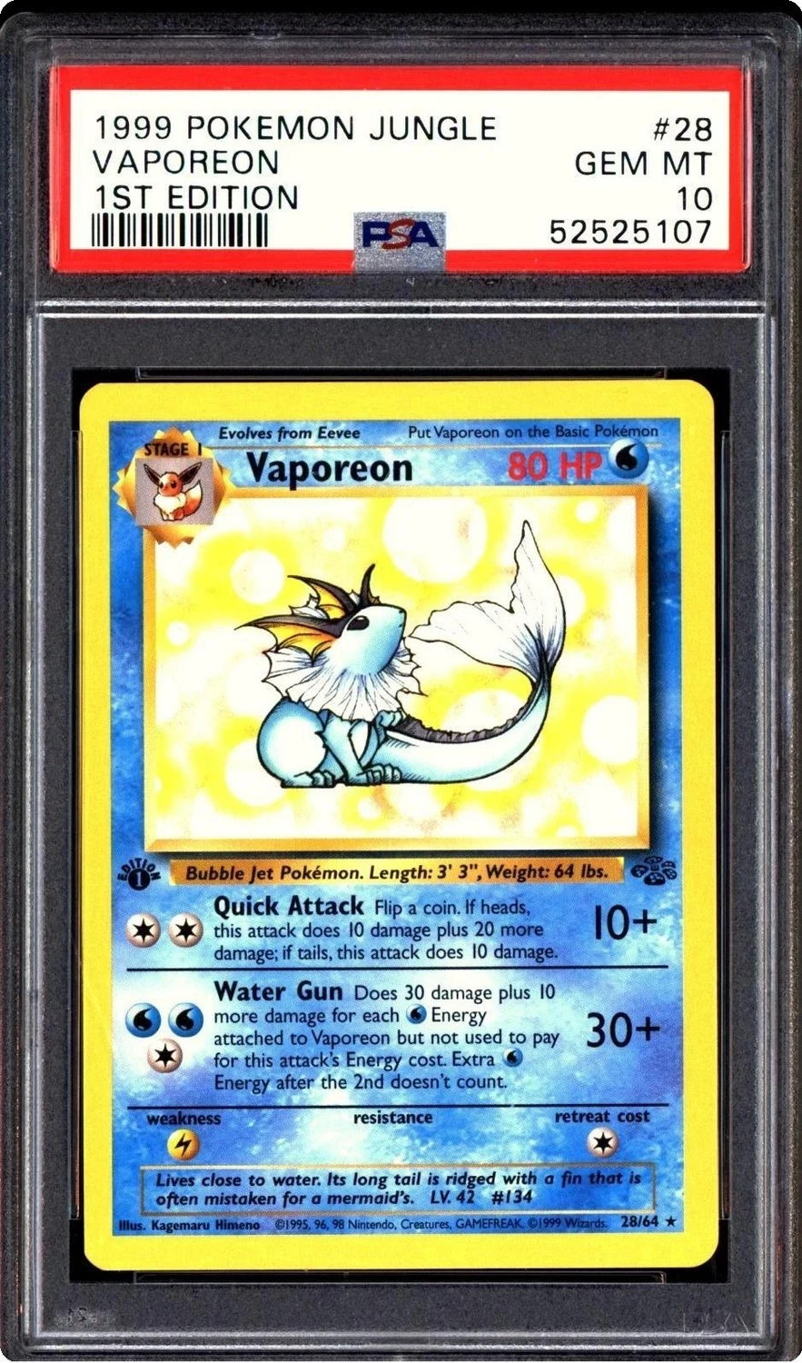 1999 Pokemon Jungle Vaporeon 1st Edition 28