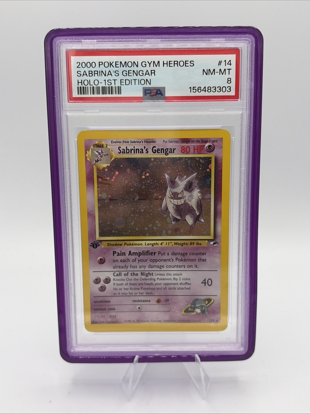 2000 Pokemon Gym Heroes Sabrina's Gengar Holo-1st Edition 14