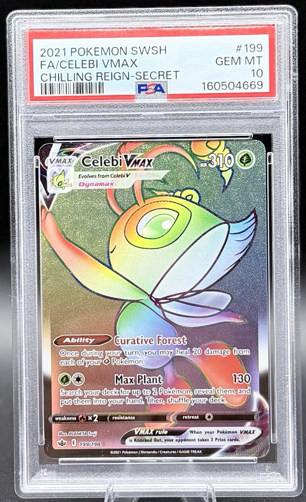 2021 Pokemon Sword & Shield Chilling Reign Full Art/Celebi Vmax Secret 199