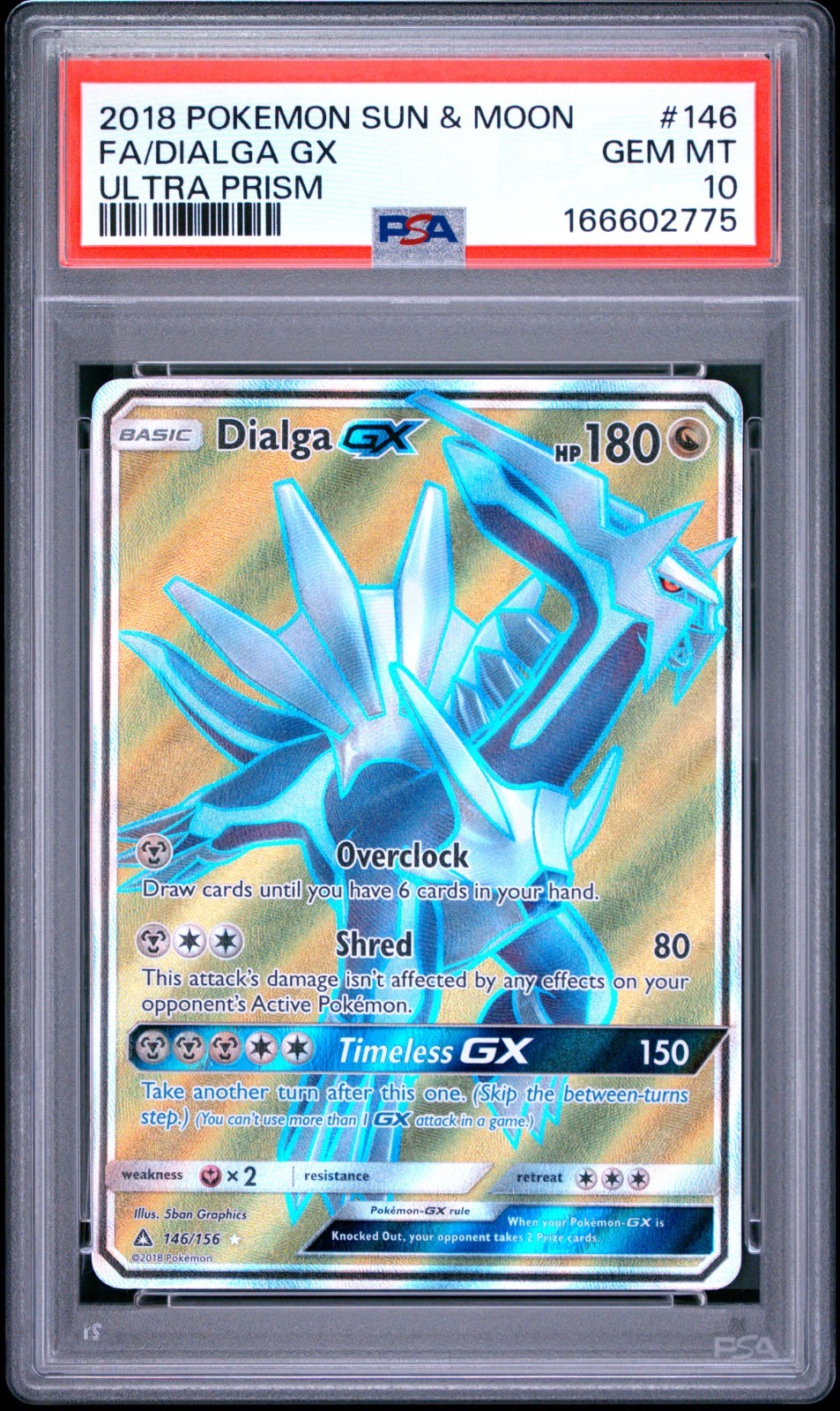 2018 Pokemon Sun & Moon Ultra Prism Full Art/Dialga GX 146